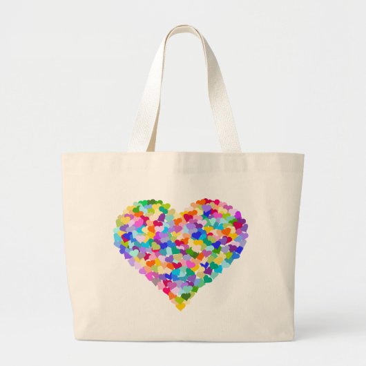 Rainbow Heart Confetti Grote Tote Bag (Voorkant)