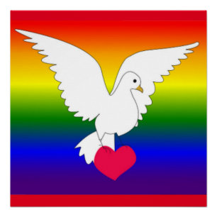 RAINBOW HEART DOVE PERFECT POSTER