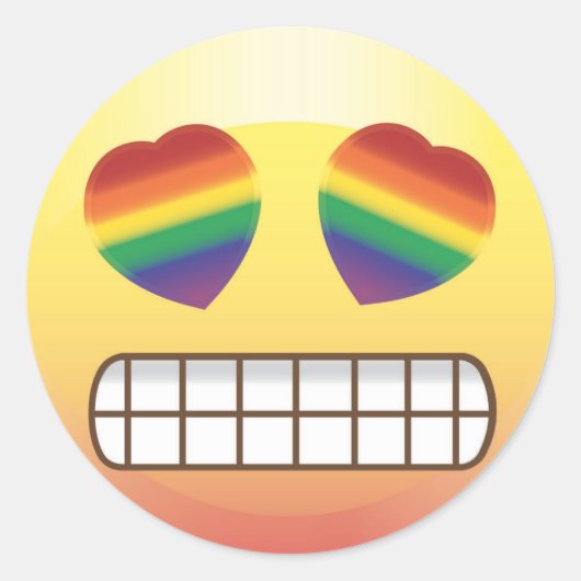 Rainbow Heart Eyes Happy Emoji Face Sticker (Voorkant)