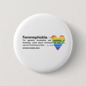 Rainbow Heart Femmephobia Button (Voorkant)
