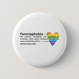 Rainbow Heart FEMMEPHOBIA Pin Ronde Button 5,7 Cm