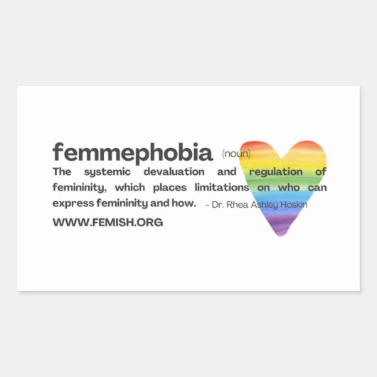 Rainbow Heart FEMMEPHOBIA-Sticker Rechthoekige Sticker (Voorkant)