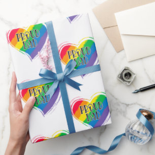 Rainbow Heart Flag Proud Dad LGBT Gay Pride Month Cadeaupapier