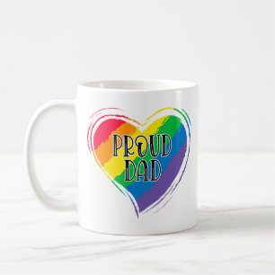 Rainbow Heart Flag Proud Dad LGBT Gay Pride Month Koffiemok