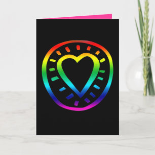 Rainbow Heart Gay Valentijnsdag Zwarte Kaart