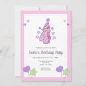 Rainbow Heart Girls 4th Birthday Party Invitation (Devant)