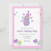 Rainbow Heart Girls 6th Birthday Party Invitation (Devant)