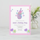 Rainbow Heart Girls 6th Birthday Party Invitation (Debout devant)