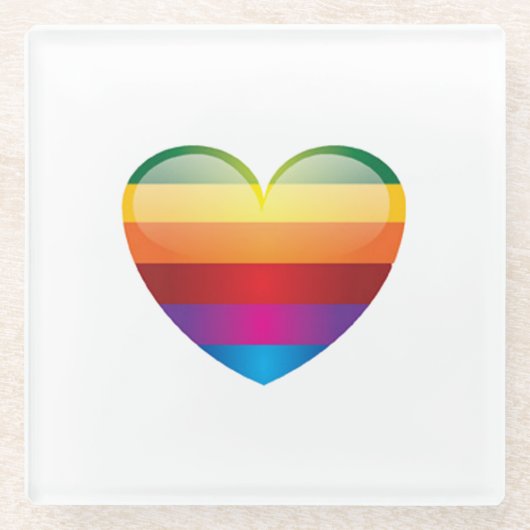 Rainbow Heart Glazen Onderzetter (Voorkant)