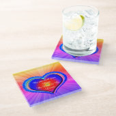 Rainbow Heart Glazen Onderzetter (Schuin)