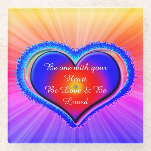 Rainbow Heart Glazen Onderzetter (Voorkant)