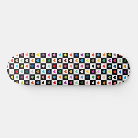 Rainbow Heart Grid Pattern Skateboard (Horizontaal)