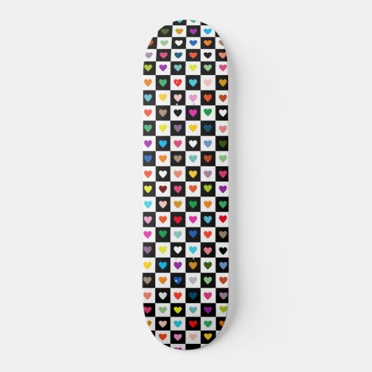 Rainbow Heart Grid Pattern Skateboard (Voorkant)
