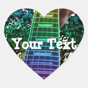 Rainbow Heart Guitar Notities Persoonlijke Muziek Hart Sticker