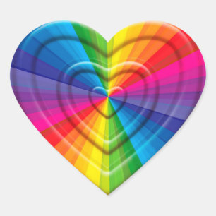 Rainbow Heart, in reliëf Hart Sticker