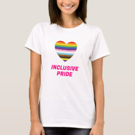 Rainbow Heart Inclusive Progress Pride vlag kleure T-shirt