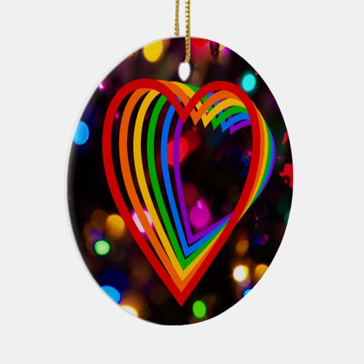 Rainbow Heart Keramisch Ornament (Rechts)