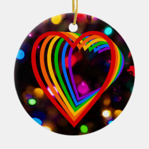 Rainbow Heart Keramisch Ornament