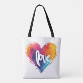 Rainbow Heart Liefde Slogan Draagtas (Achterkant)