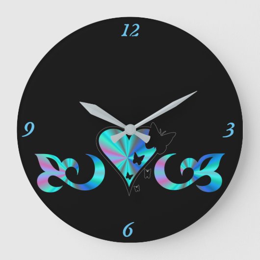 Rainbow Heart Lily en Butterfly Grote Klok (Voorkant)