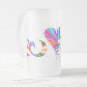 Rainbow Heart Lily en Butterfly Matglas Bierpul (Voorkant links)