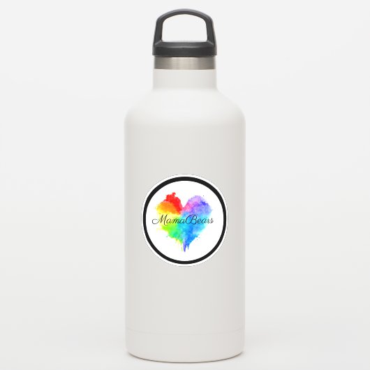 Rainbow Heart Logo Vinyl Sticker (Waterfles)