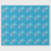 Rainbow Heart Love Blue Cadeaupapier (Vlak)