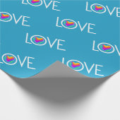 Rainbow Heart Love Blue Cadeaupapier (Hoek)