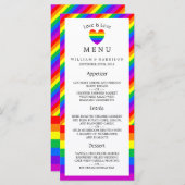 Rainbow Heart Love is Love Menu Mariage (Devant / Derrière)
