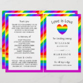 Rainbow Heart Love is Love Wedding Bi-voudig Progr (Voorkant / Achterkant)