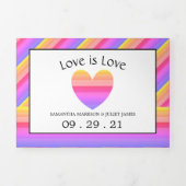 Rainbow Heart, Love is Love Wedding Suite Drieluik Uitnodiging (Cover)