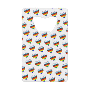 Rainbow Heart Motif Carte de crédit Bottle Opener