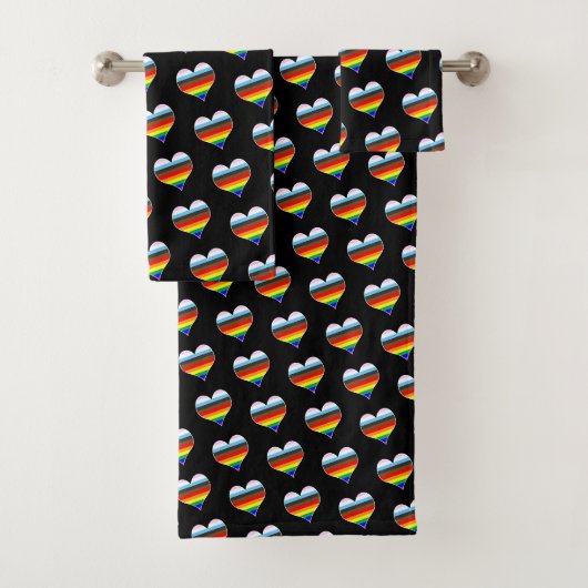 Rainbow Heart Pattern Bad Handdoek (Insitu)