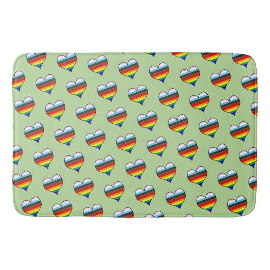 Rainbow Heart Pattern Bath Mat (Voorkant)