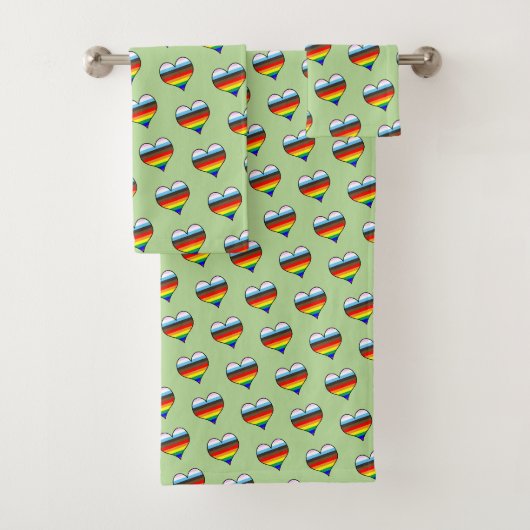 Rainbow Heart Pattern Bath Towel Set Bad Handdoek (Insitu)
