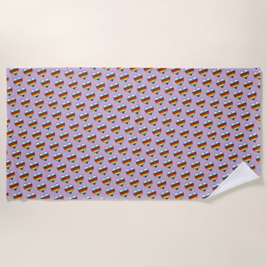 Rainbow Heart Pattern Beach Towel Strandlaken (Voorkant)