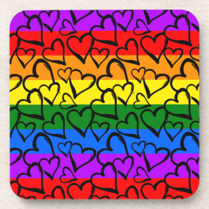 Rainbow Heart Pattern Bier Onderzetter