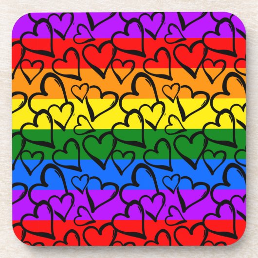 Rainbow Heart Pattern Bier Onderzetter (Voorkant)