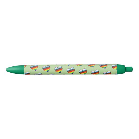 Rainbow Heart Pattern Black Ink Pen (Voorkant)