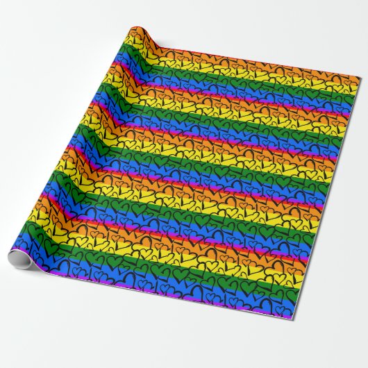 Rainbow Heart Pattern Cadeaupapier (Uitgerold)