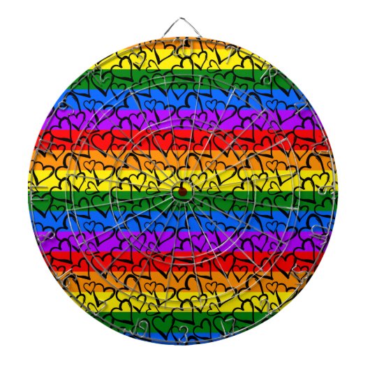 Rainbow Heart Pattern Dartbord (Voorkant)