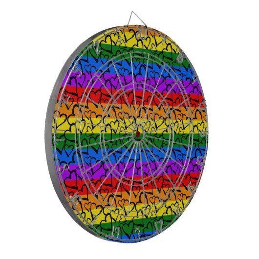 Rainbow Heart Pattern Dartbord (Voorkant Links)