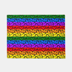 Rainbow Heart Pattern Deurmat