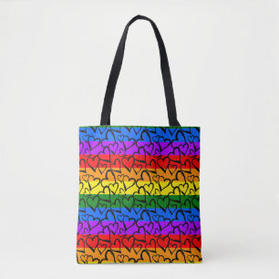 Rainbow Heart Pattern Draagtas