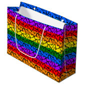Rainbow Heart Pattern Groot Cadeauzakje (Voorkant Gekanteld)
