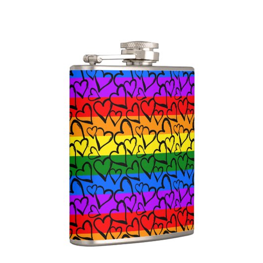 Rainbow Heart Pattern Heupfles (Rechts)