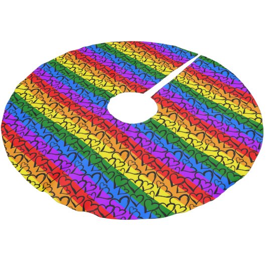 Rainbow Heart Pattern Kerstboom Rok (Gekanteld)