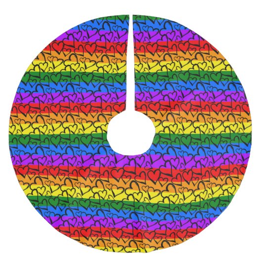 Rainbow Heart Pattern Kerstboom Rok (Voorkant)