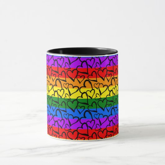 Rainbow Heart Pattern Mok (Midden)