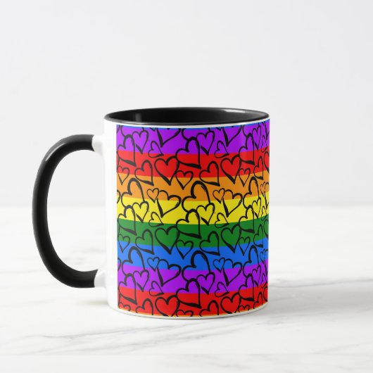 Rainbow Heart Pattern Mok (Links)